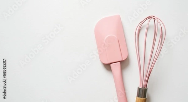 Obraz Pink baking tools on white background