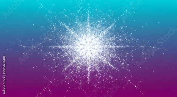 Fototapeta Abstract network connection structure on gradient background for technology concept