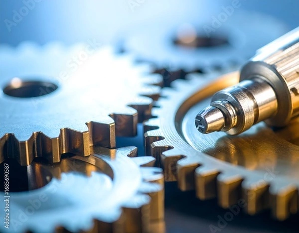 Fototapeta Close-up of gears and machinery parts