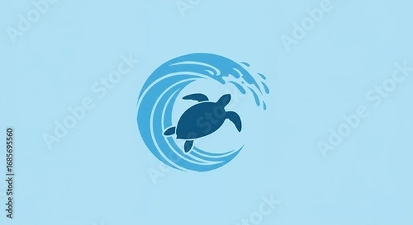 Obraz Sea turtle in ocean waves graphic design