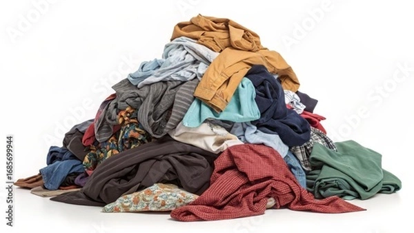 Fototapeta Pile of Clothes High-Angle View, Colorful Fabrics, Messy Composition, Laundry, Textile Laundry, Clothing