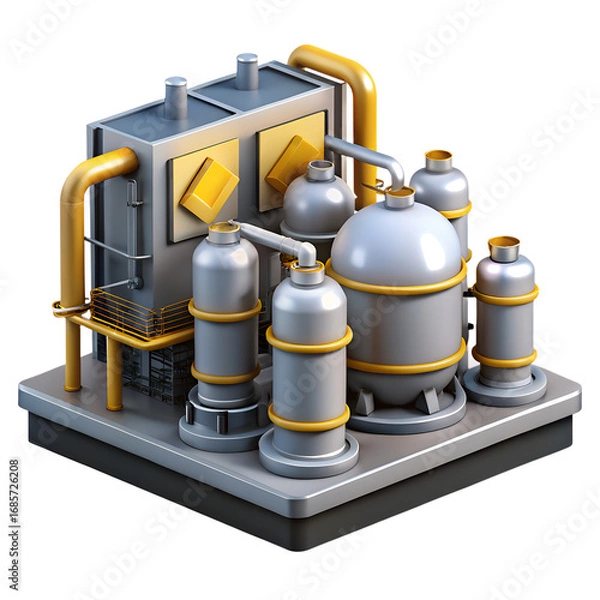 Obraz Isometric Illustration of a Chemical Refinery