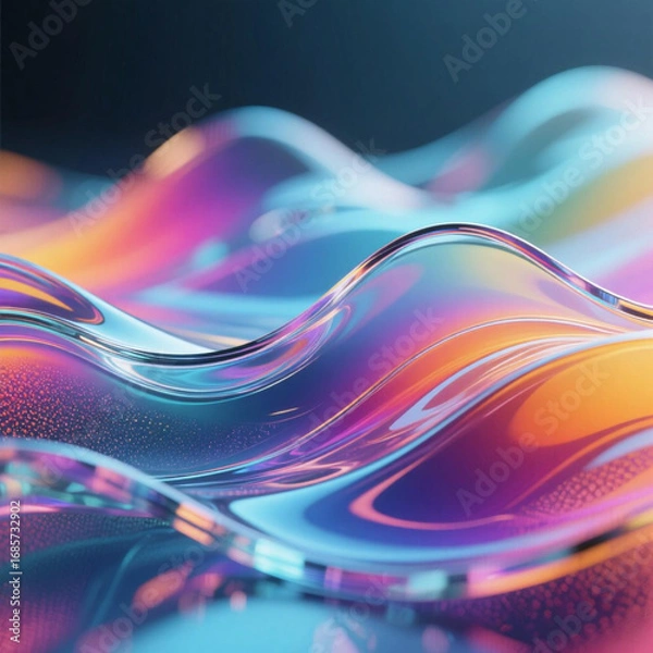 Obraz blue fractal glass gradient colorful wave blurred background, noise textured abstract transparent glass trendy wallpaper, for web, banner, fashion, technology