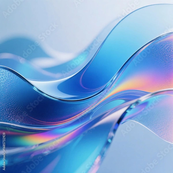 Obraz blue fractal glass gradient colorful wave blurred background, noise textured abstract transparent glass trendy wallpaper, for web, banner, fashion, technology
