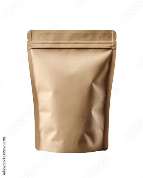 Fototapeta Stand Up Kraft Pouch Packaging Mockup with Resealable Zip Lock Design