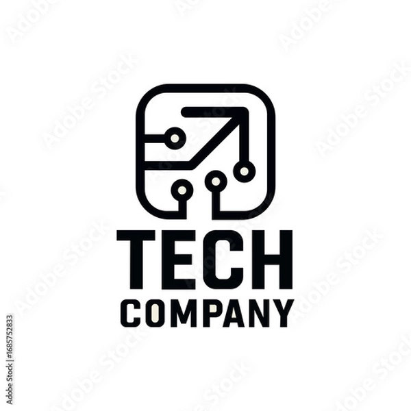 Obraz Tech Company Logo – Circuit Board Icon with Arrow Vector Design