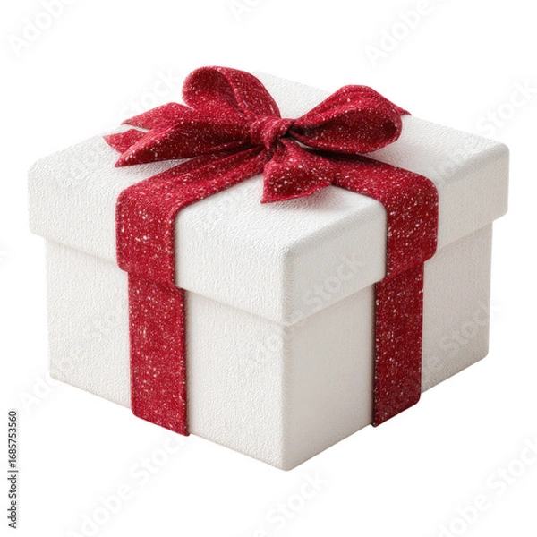 Fototapeta Elegant White Gift Box with Red Ribbon Ready for Any Occasion