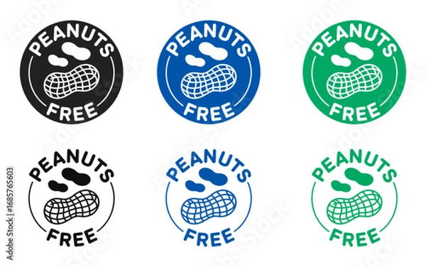 Fototapeta Peanuts free allergy warning labels in various colors for food safety and awareness