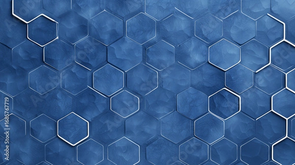 Fototapeta Innovative digital health background featuring hexagonal patterns in blue tones, creating modern and dynamic visual appeal