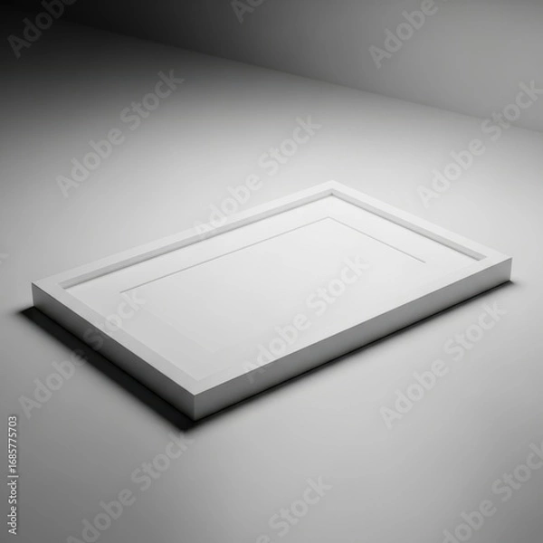 Fototapeta A simple rectangular white tray with a raised edge presented isolated on white background