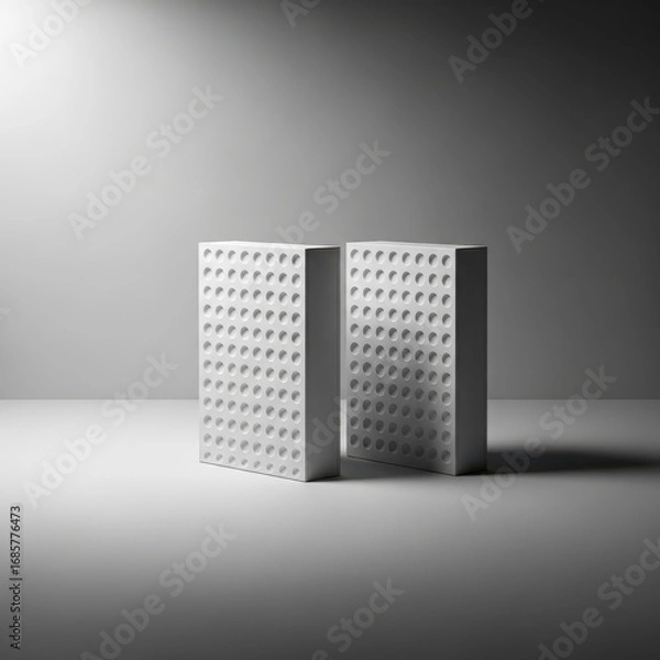 Fototapeta Modern geometric white object with textured surface showcasing minimalist design isolated on white background