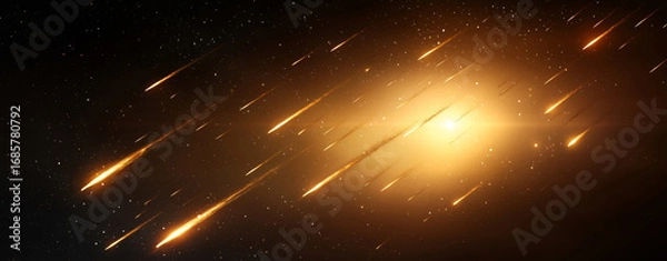 Fototapeta Stunning cosmic scene featuring starry expanse illuminated by symphonic meteors streaking across sky, creating mesmerizing display
