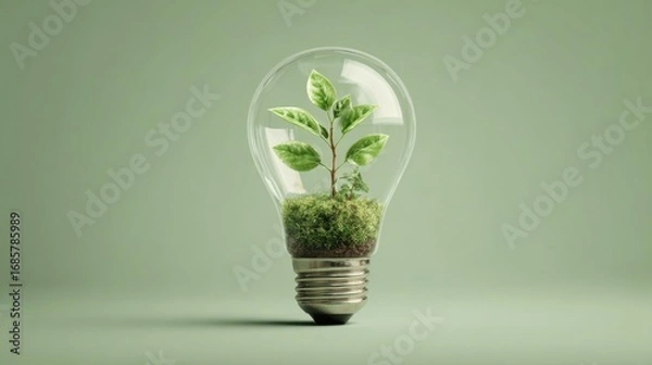 Fototapeta a light bulb with a plant inside of it