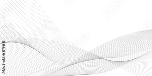Fototapeta Abstract white and gray business wave technology voice concept line on transparent background. Vector minimalist wavy line art design, modern digital flowing wave pattern