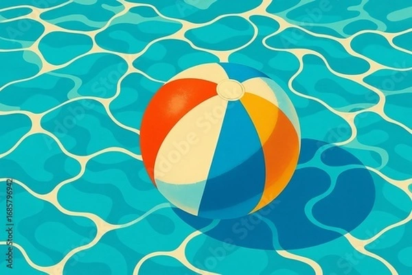 Obraz Beach ball floating on pool water Abstract summer concept of relaxation and fun