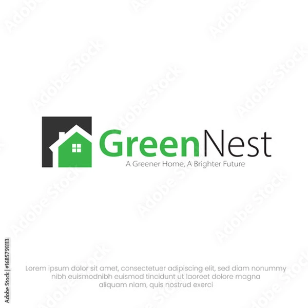 Fototapeta Green nest logo ecofriendly home design concept