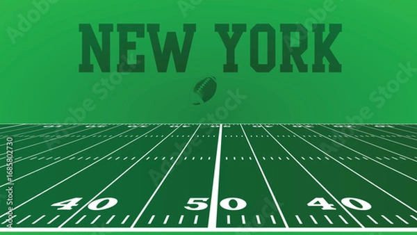 Fototapeta New York Drawings Of City Names, American Football green field, Vector Illustration Abstract Editable image, Social Media and web Post