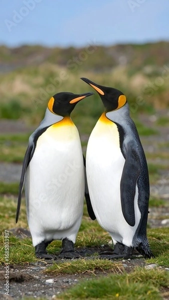 Obraz Two king penguins face each other