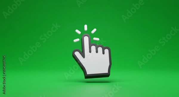 Fototapeta Dynamic cursor clicking to select, choose, or initiate action on a vibrant green background