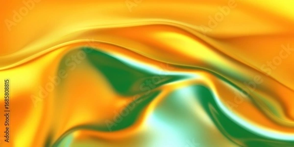 Fototapeta Abstract background with smooth vibrant color waves in yellow and green, creating modern flowing texture for creative design projects