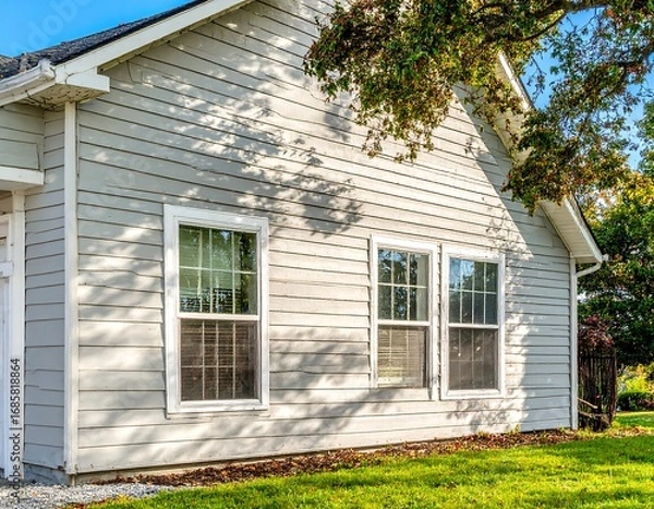 Obraz Light gray house siding with windows