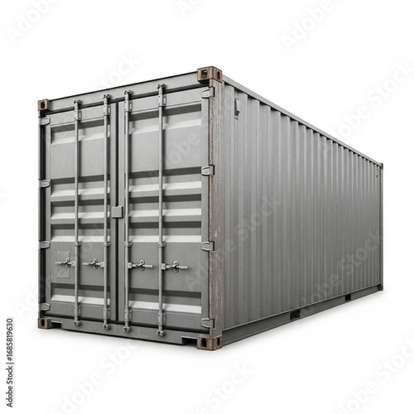 Fototapeta Ultra realistic image of large shipping container isolated on white background no branding or text