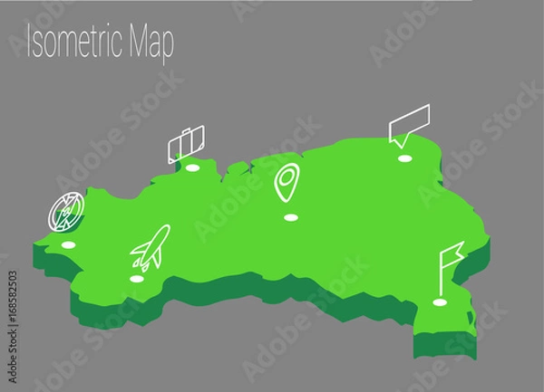 Fototapeta Map Brazil isometric concept.