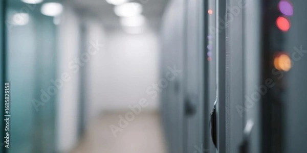 Obraz Long hallway with a row of computer servers