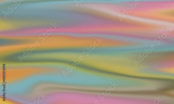Fototapeta Abstract colorful background with a smooth, wavy texture, blending pastel hues of orange, yellow, blue, and pink for a soft and dreamy visual effect
