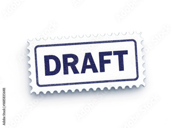 Fototapeta Draft Stamp Design Blue Text on White Background, Ideal for Document or Project Status Visuals