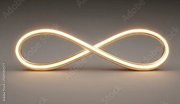 Fototapeta A golden, glowing infinity symbol, radiating warmth and suggesting endless possibilities.