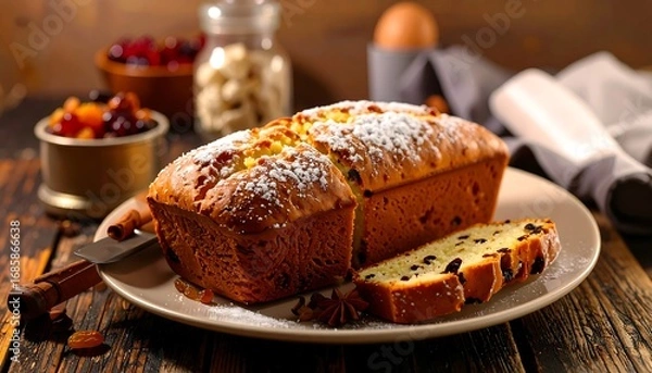 Obraz Delicious loaf cake with dried fruit