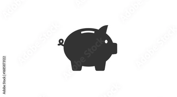 Fototapeta Minimalist silhouette of piggy bank icon in black on white background