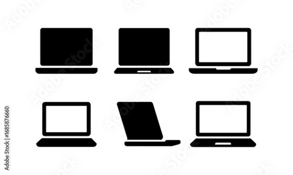 Fototapeta Silhouette laptop icons set with different angles and designs