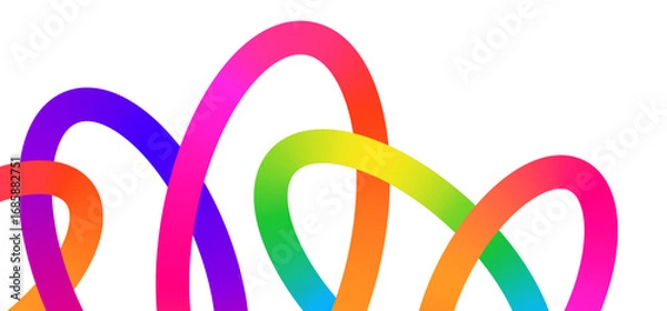 Fototapeta Abstract Curve Color Line Pattern. Gradient Chain Shapes 3D Design Elements. Vector Fun Color Waves  Isolated on Background.