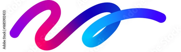 Fototapeta Abstract Gradient Color Line. 3D Wave Line Shape. Vector Spiral Rainbow Color Ribbon Isolated on a White Background.