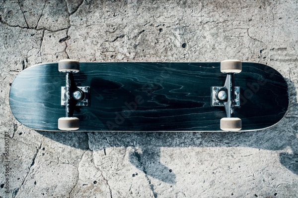 Fototapeta Skateboard on concrete floor in skatepark