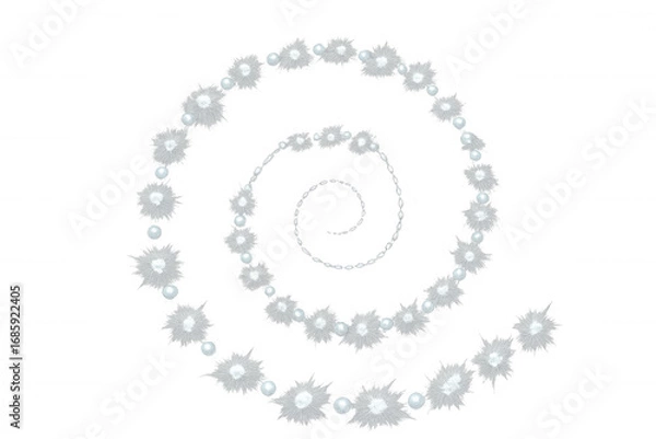 Fototapeta Elegant and delicate design: white fluffy spiral with rotating pearls on a transparent backdrop