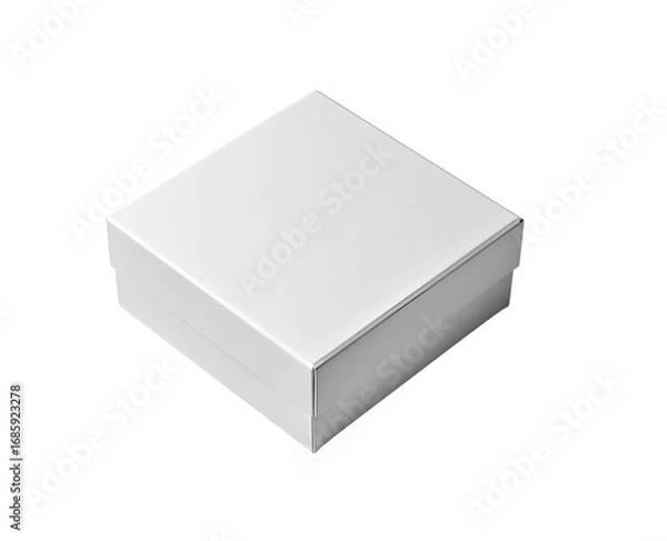 Fototapeta Blank white square gift box, top-down view