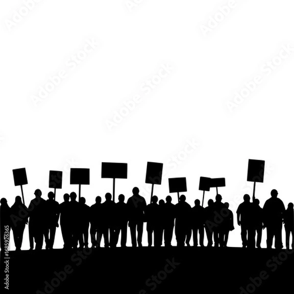 Fototapeta Protestors Assemble with Signs Demanding Change and Action in a Digital World