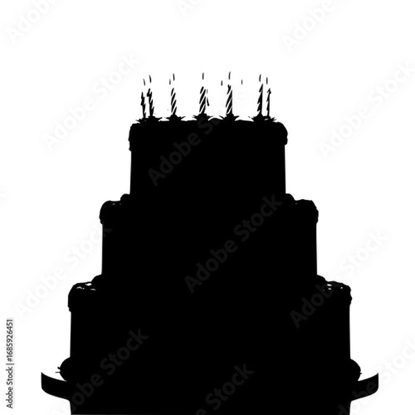 Obraz Illuminating Birthday Cake Awaiting Celebration With Numerous Glowing Candles Shining Brightly