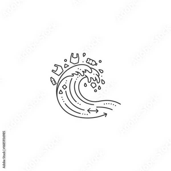 Fototapeta Pollution wave symbolizing ocean plastic waste  