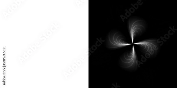 Fototapeta white abstract clover shape with transparent and black background