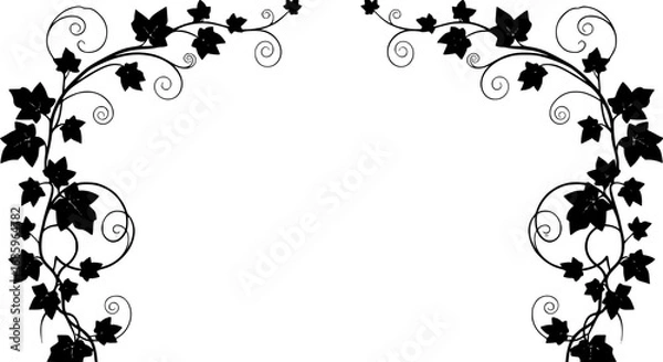 Fototapeta silhouette Ivy flower set, Ivy Vector, climbing ivy creeper branch isolated on white background vector
