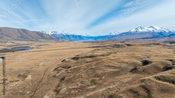 Fototapeta Drone view  of Lake Clearwater from the circuit track around the lake