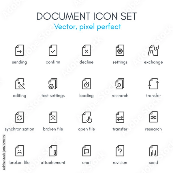 Obraz Document theme, line icon set.