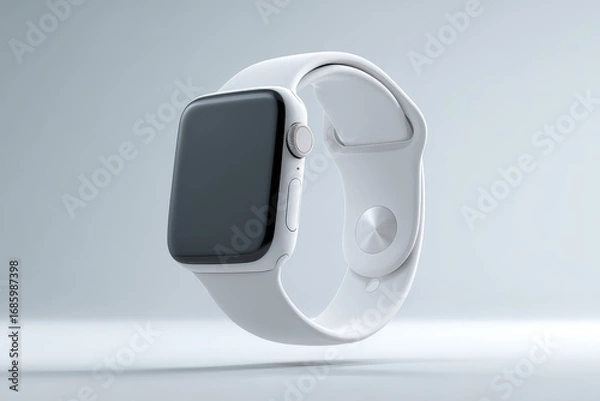 Obraz Modern smart watch with a white band on a neutral background