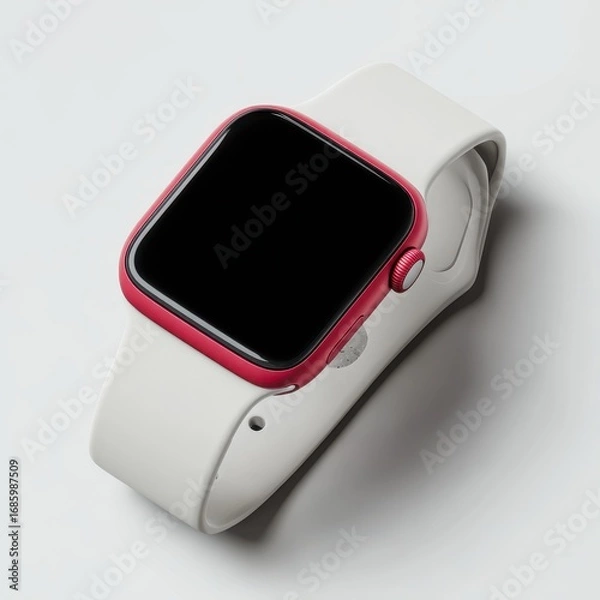 Obraz Modern digital wristwatch with a vibrant pink frame and a light-colored band