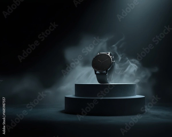 Obraz Elegant Wristwatch Presented on a Dramatic Display with Wisps of Smoke