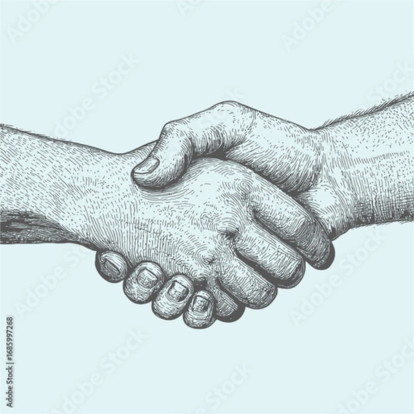 Fototapeta Close-Up of Two Hands Shaking in a Gesture of Agreement and Unity